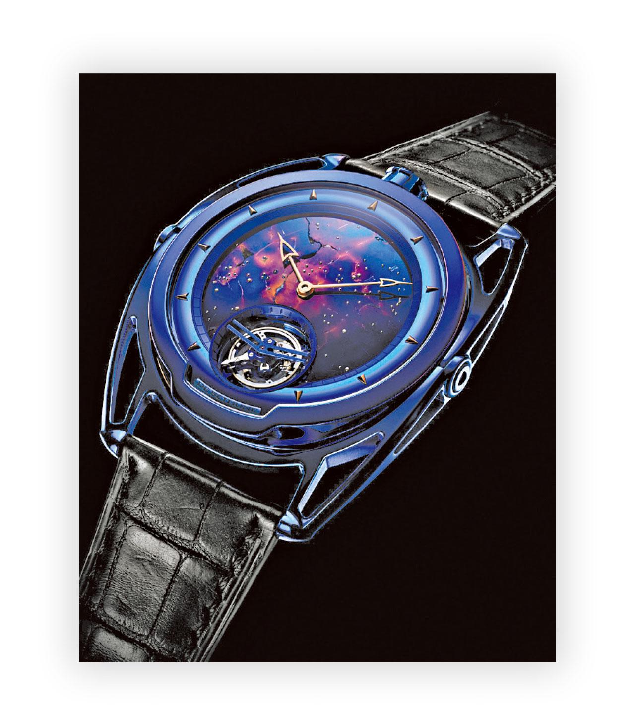 De Bethune DB28藍隕石陀飛輪腕錶。