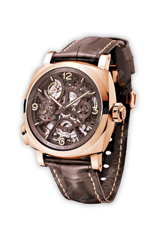 沛納海RADIOMIR 1940 MINUTE REPEATER CARILLON TOURBILLON GMT腕錶。