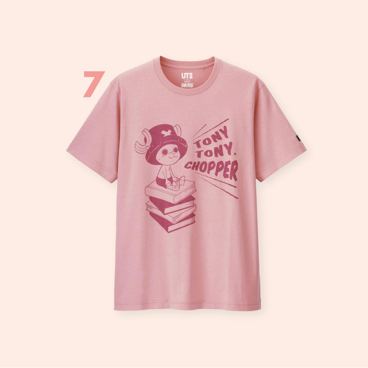 7.低調的深粉紅色,配海賊王角色印花,男裝的cutting帶來boyish的感覺。($99,ONE PIECE UT by Uniqlo)