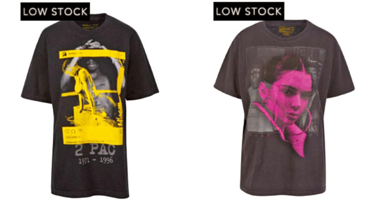 將自己肖像及IG帖文印在Tupac及Notorious B.I.G.上的兩款T恤,當然已全線下架。