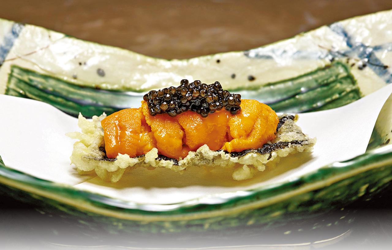 大松日~紫菜海膽天婦羅配魚子醬