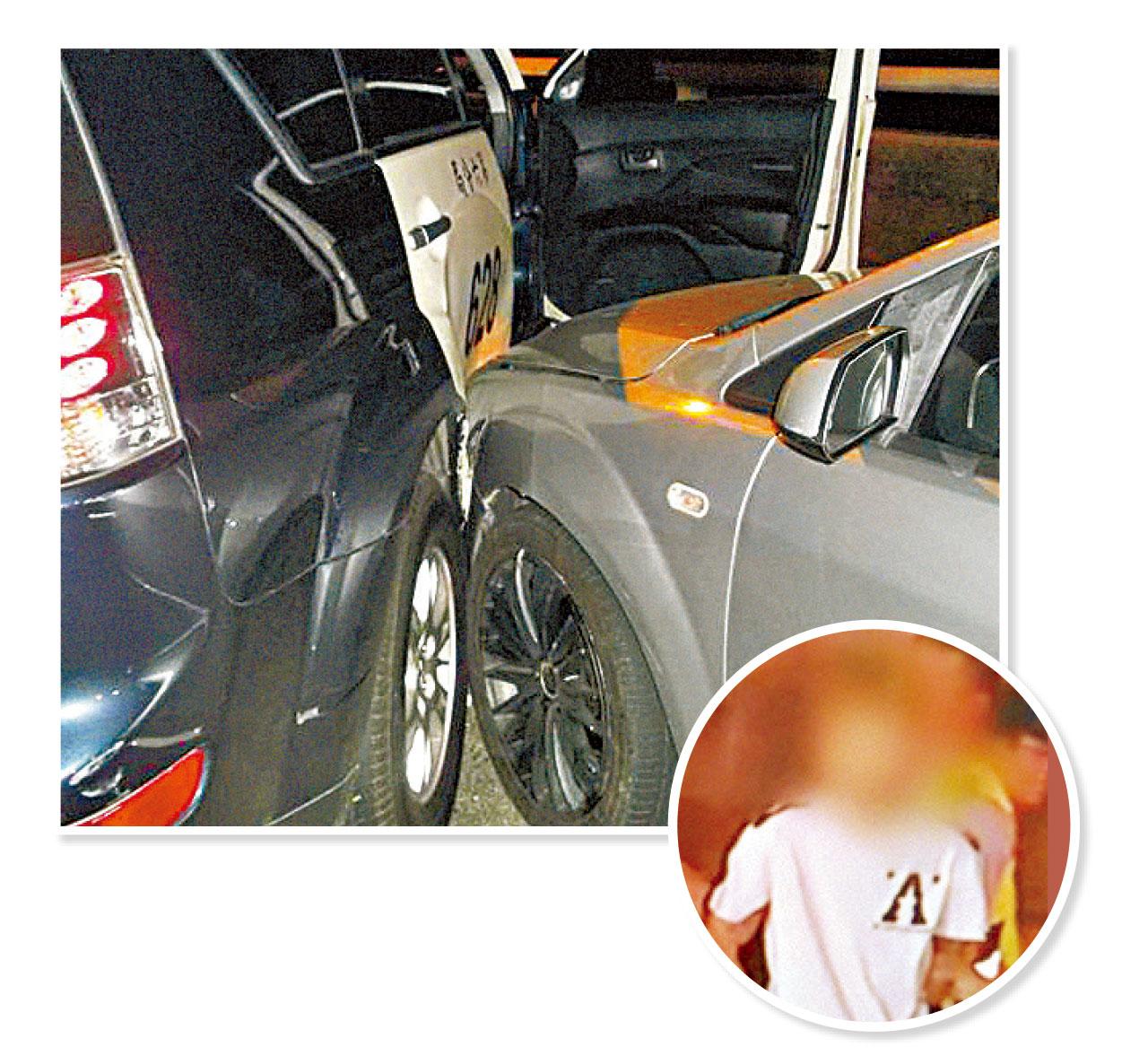 張女駕車撞警車。(互聯網)