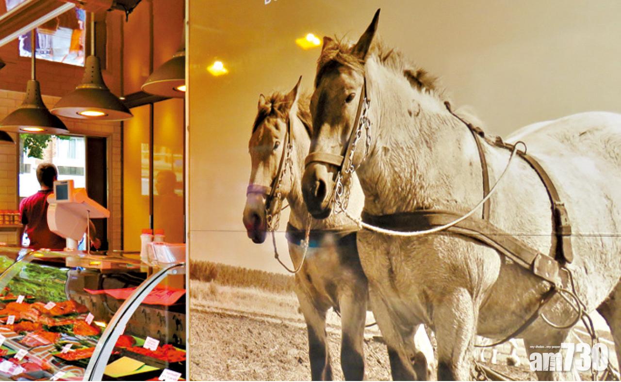 周五露天市集的馬肉攤。