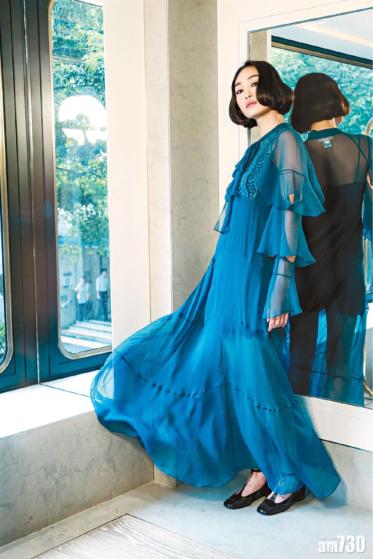 Silk Crepon Embroidered Ruffle Long Dress $40,810