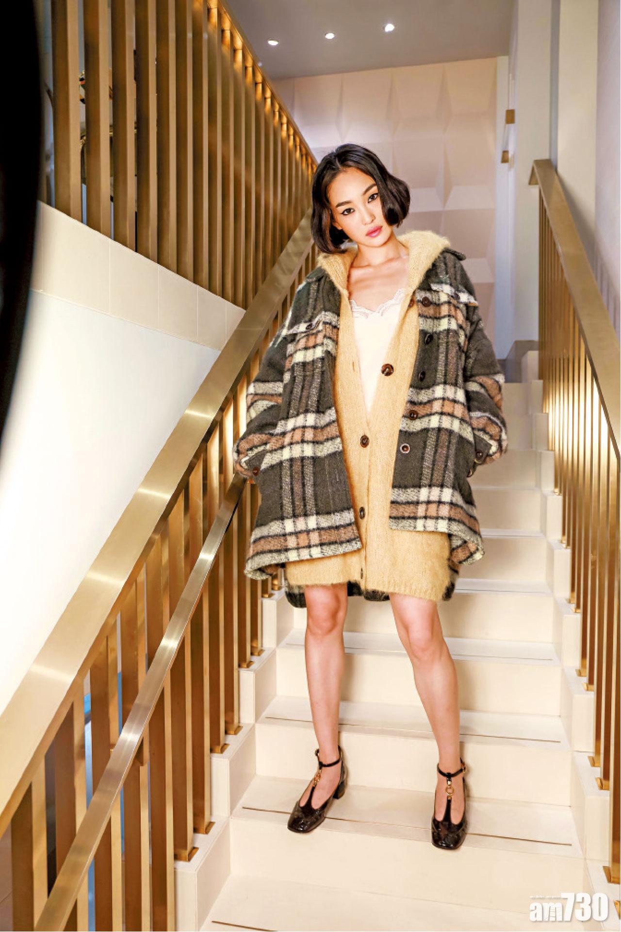 Maxi Check Wool Shirt Coat $17,970、
Textured Brushed Mohair Hooded Coat $13,610