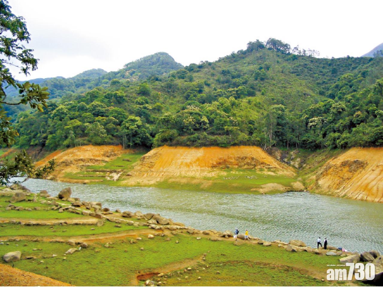 城門水塘 水位低時露出梯田