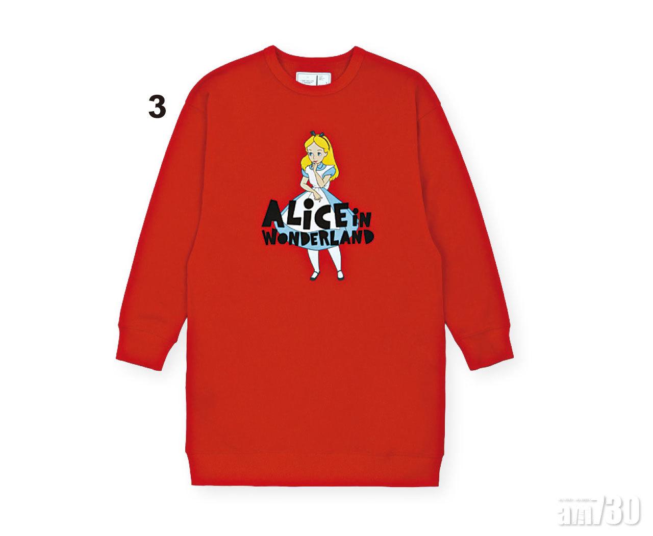 3.紅色Alice in Wonderland印花圖案long cut sweater $459