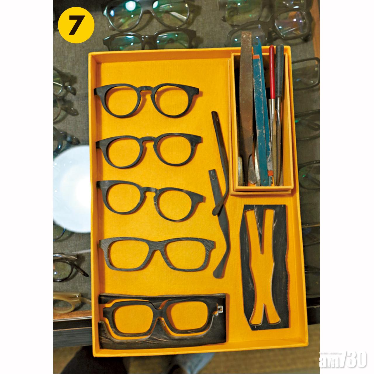 7.傳統手造眼鏡工具,包括線鋸、手鍘、尖杉,「手造眼鏡」職人,運用這些小工具,來造出手功精緻的「訂造眼鏡」。