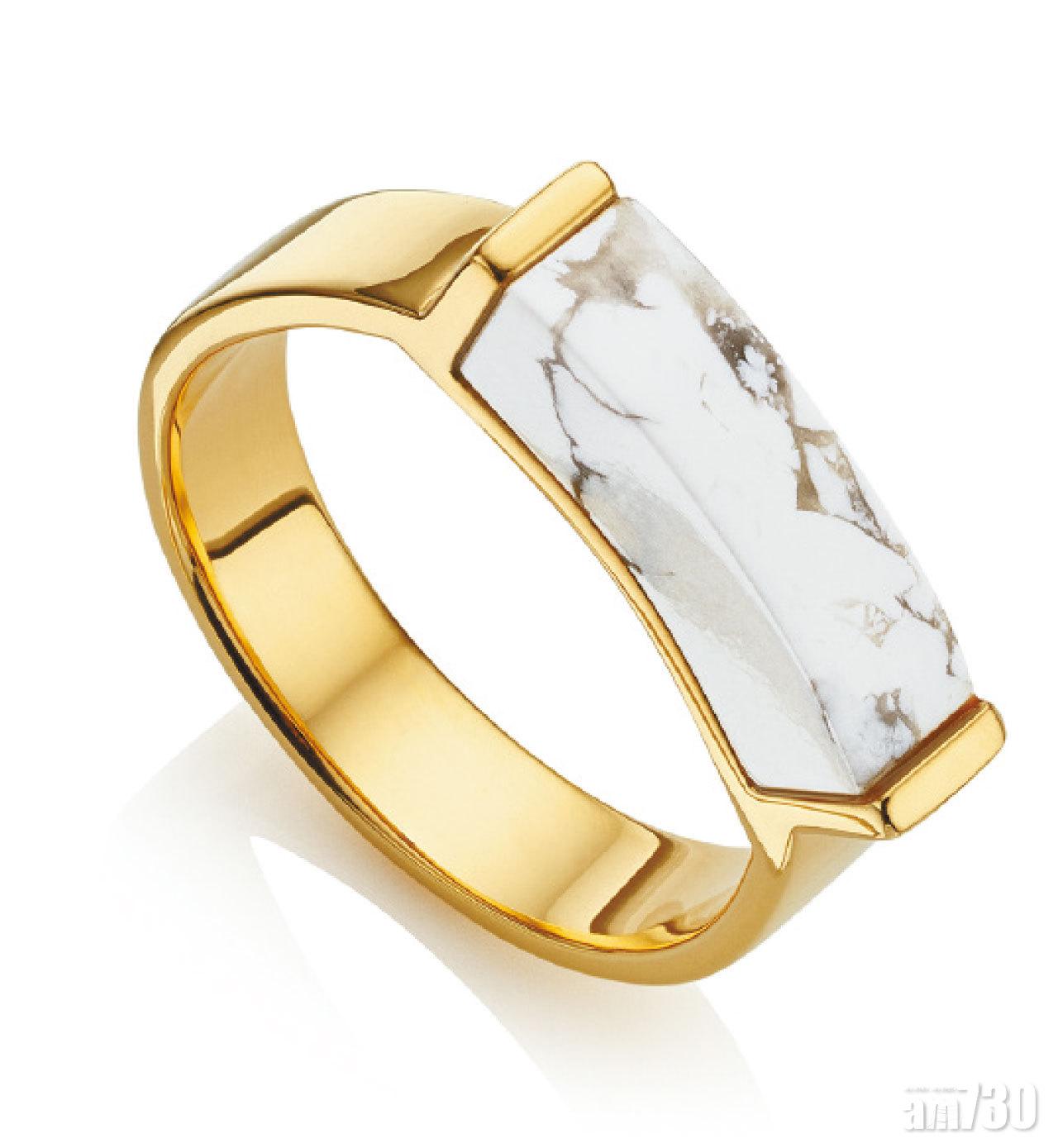 Monica Vinader Linear Stone白紋石戒指$1,250