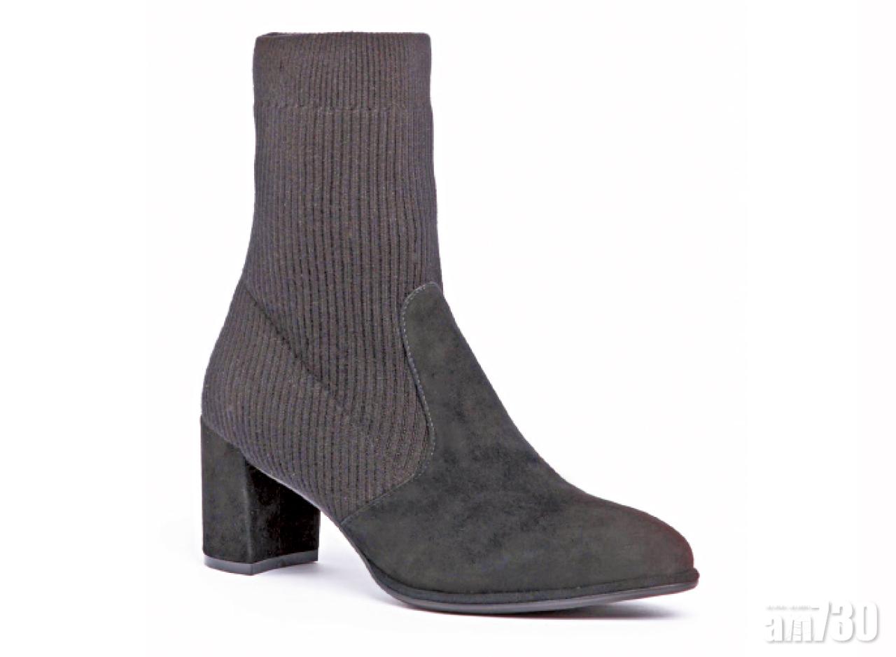 ERIK麂皮拼針織粗跟襪靴$1,890