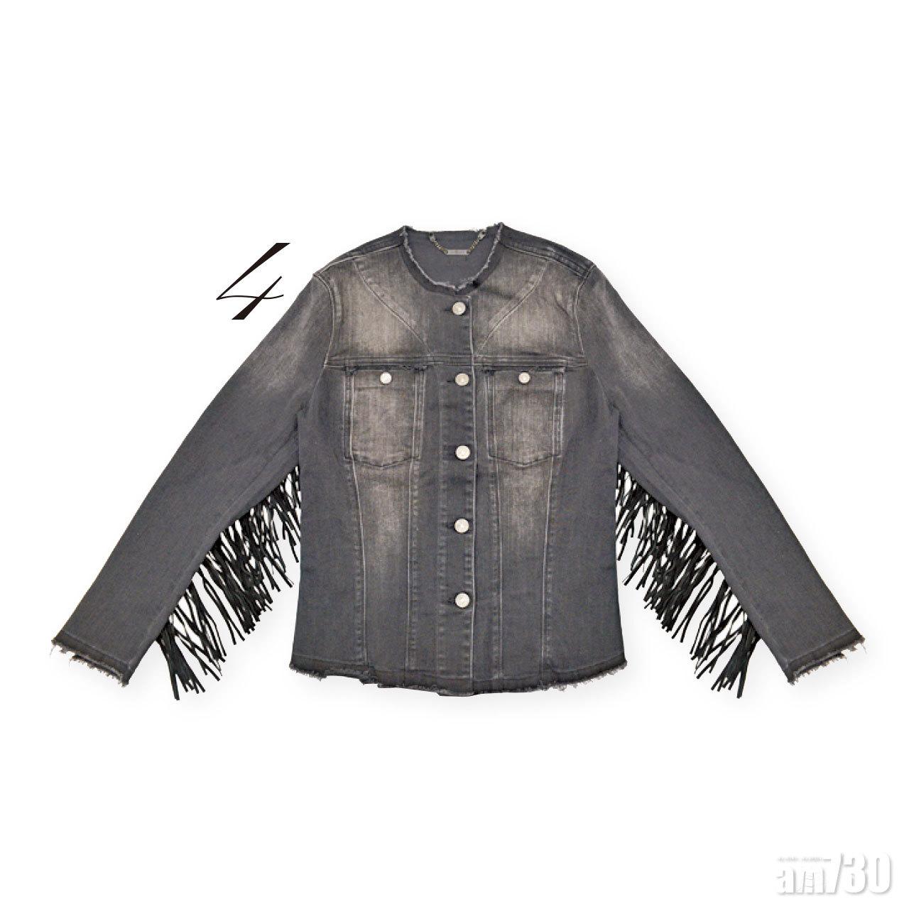 4.黑色毛領流蘇washed jacket $3,980(C)