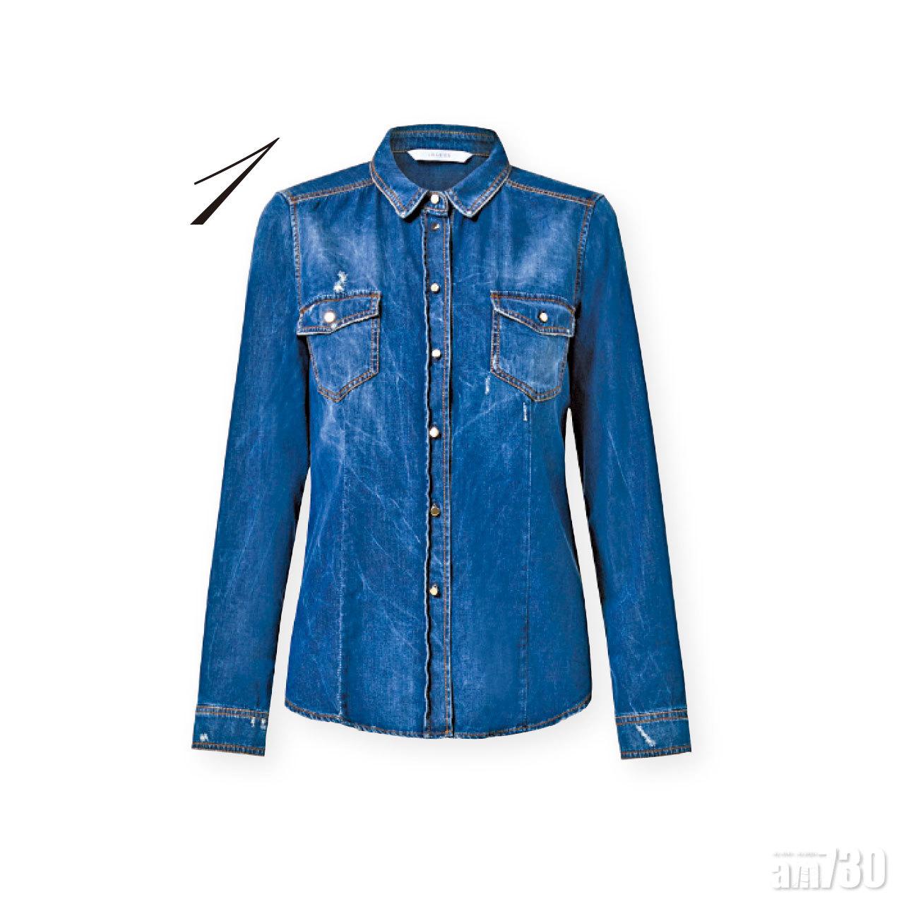 1.藍色washed destroy denim shirt $1,980(A)