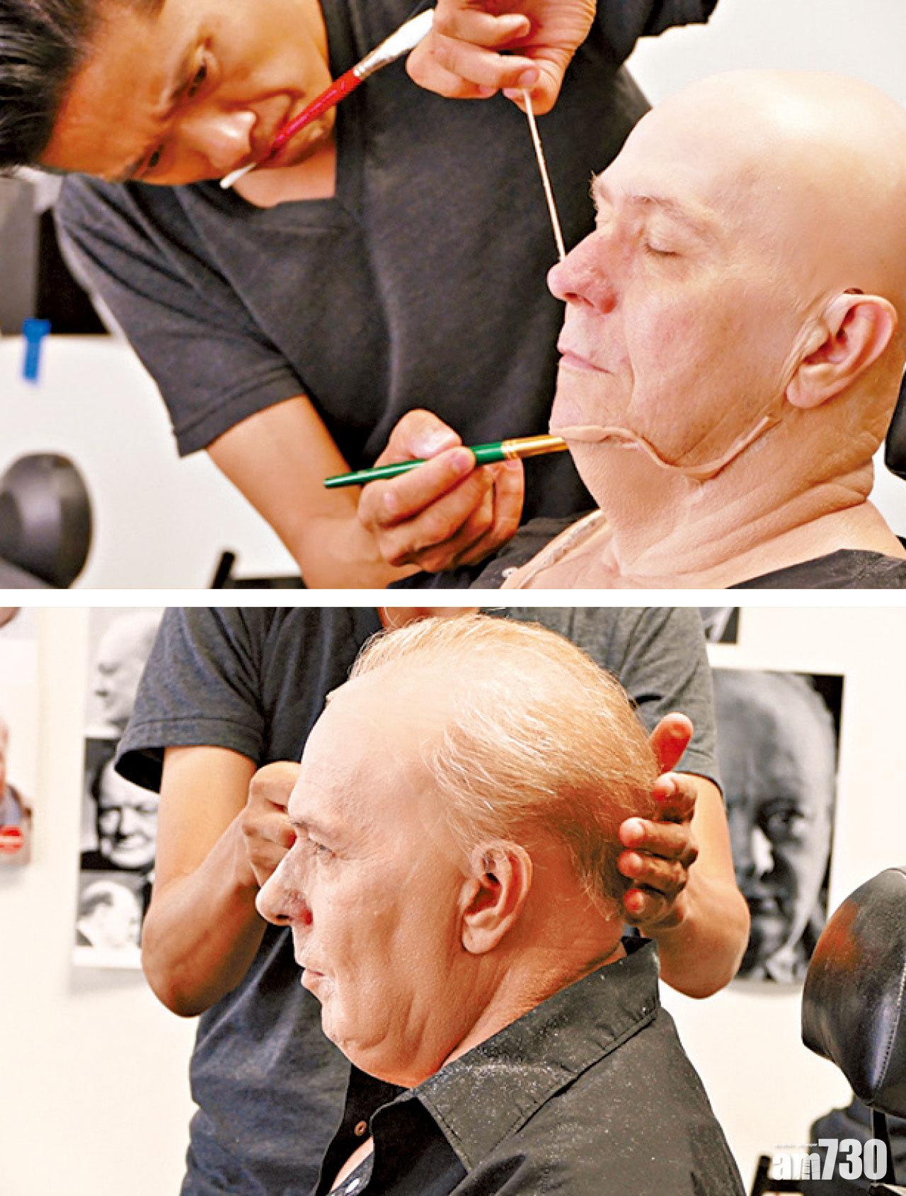 日本特技化妝大師辻一弘為加利奧文製作了邱吉爾「人皮面具」。