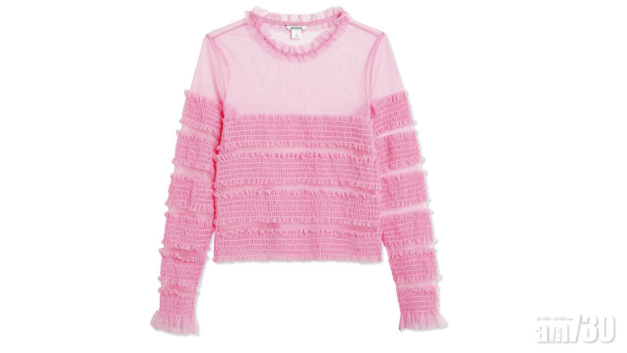 若然抗拒大紅大紫上身,粉紅上衣也很平易近人。($200,Monki)