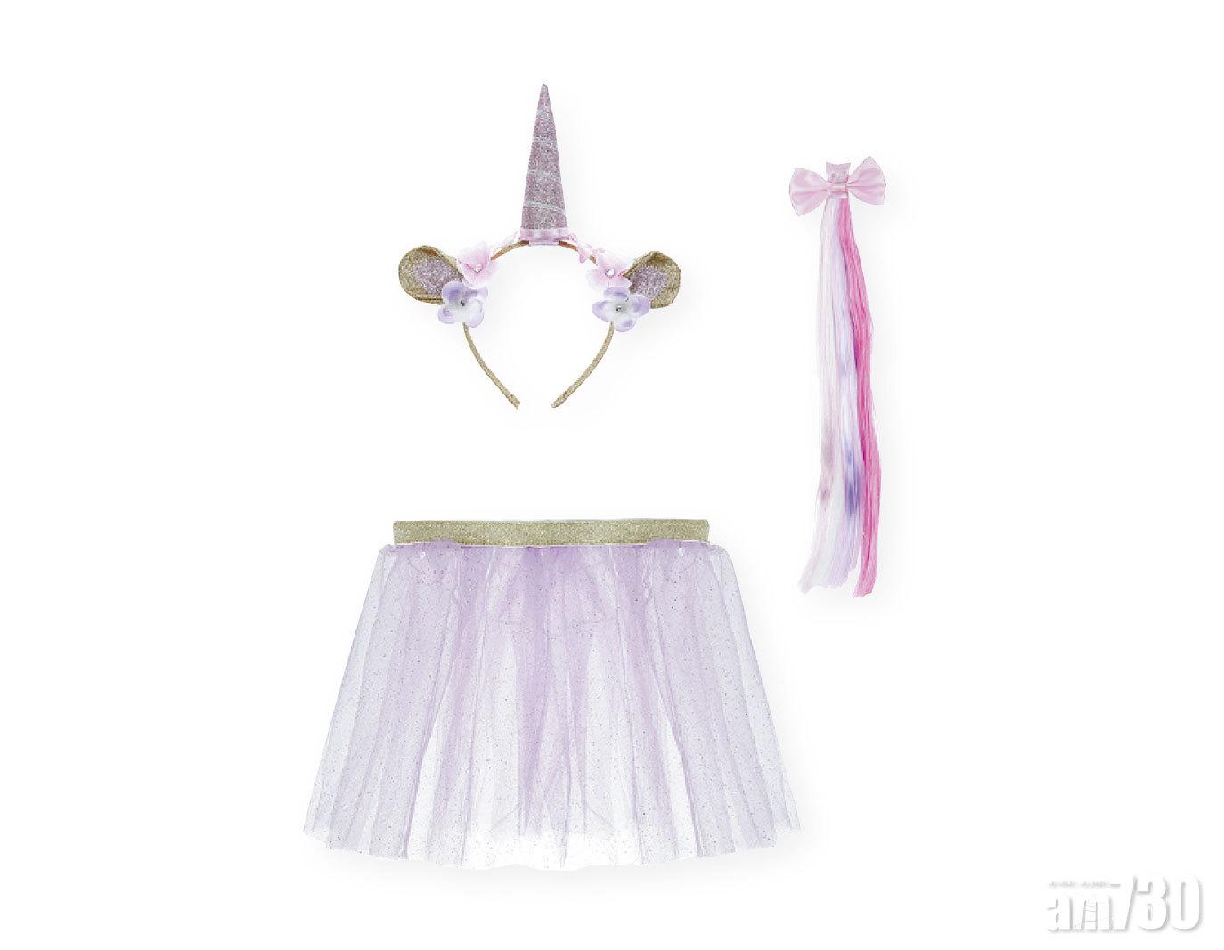 粉紫色獨角獸頭箍、紗裙連髮飾組合 $225 (c)