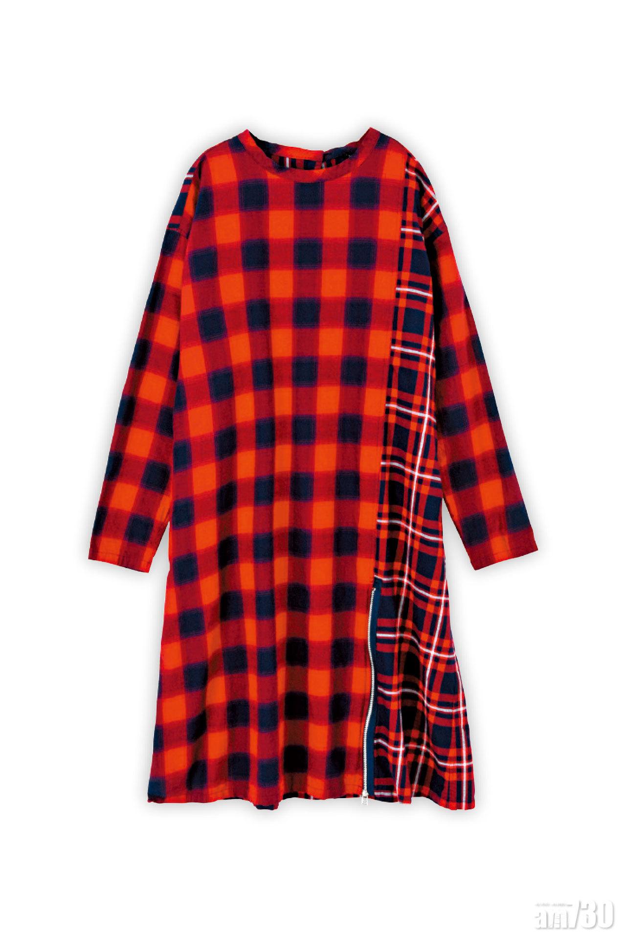 紅色格仔patchwork dress $2,899(C)