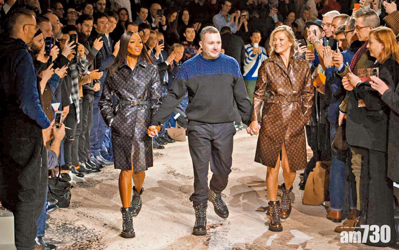 Kim Jones 於18秋冬LV男裝告別騷,找來Naomi Campbell同Kate Moss傍住謝幕,巧威威。