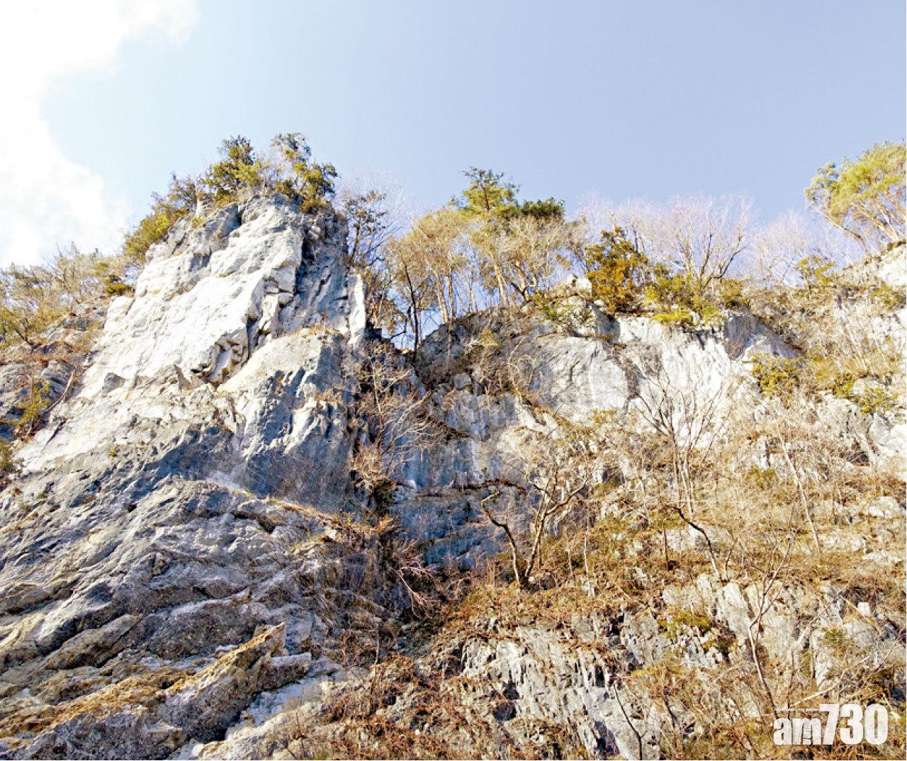 抬頭一看,雪白的岩壁展現眼前。