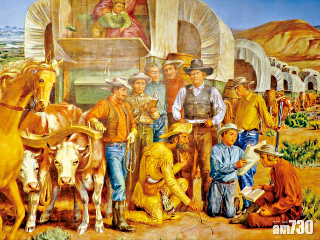 文化遺產園的壁畫,記述前人拓荒情況。