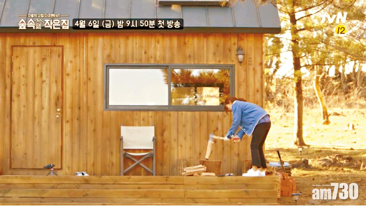 朴信惠一手包辦破柴和手作木作的生活。