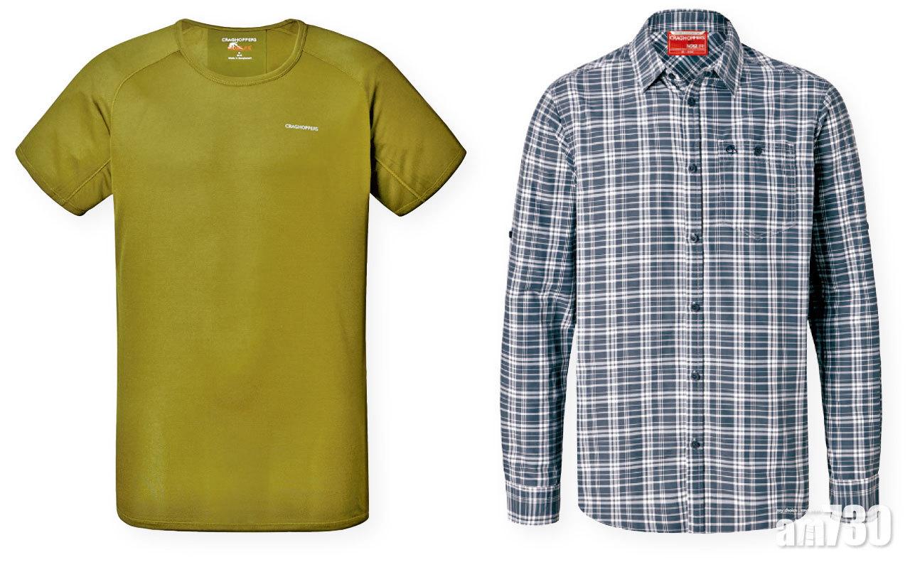 男裝高效防蚊服飾,防紫外線、速乾、透氣。(T恤$299、恤衫$899,Craghoppers from Go Wild)