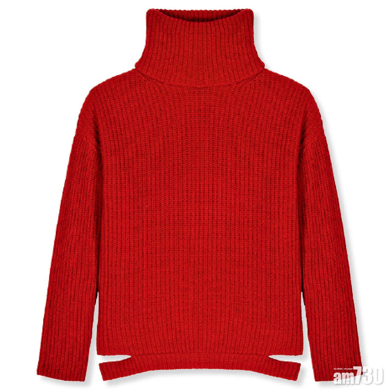 ■立體剪裁樽領冷衫£140。