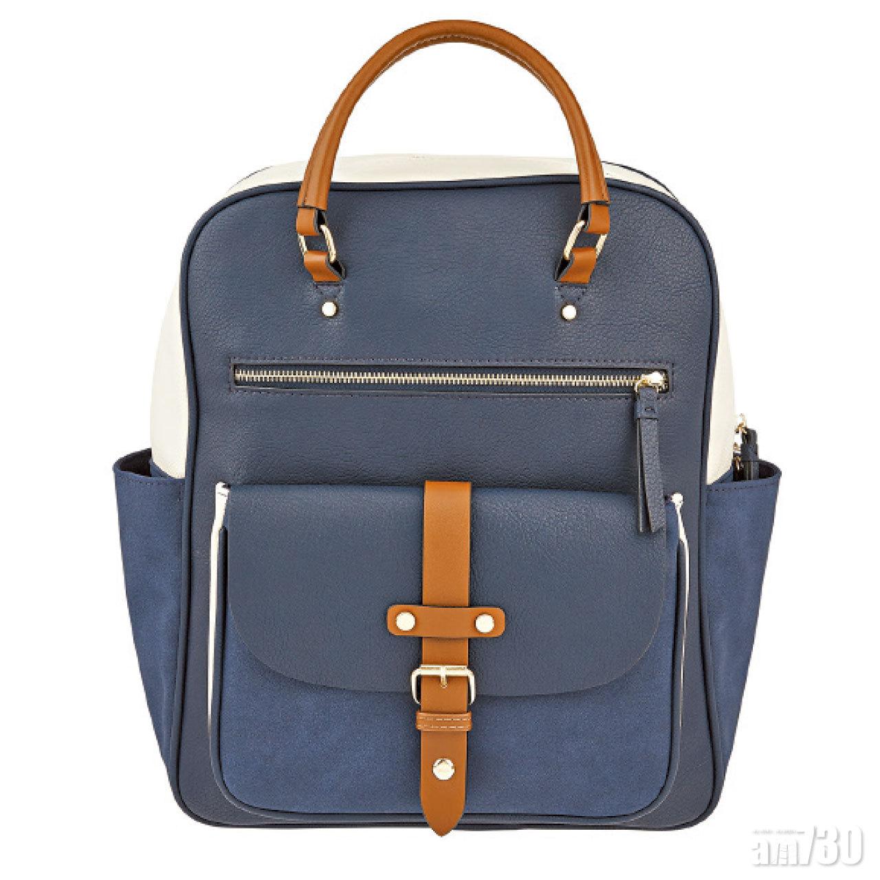藍白拼色仿皮背囊 $520 (c)