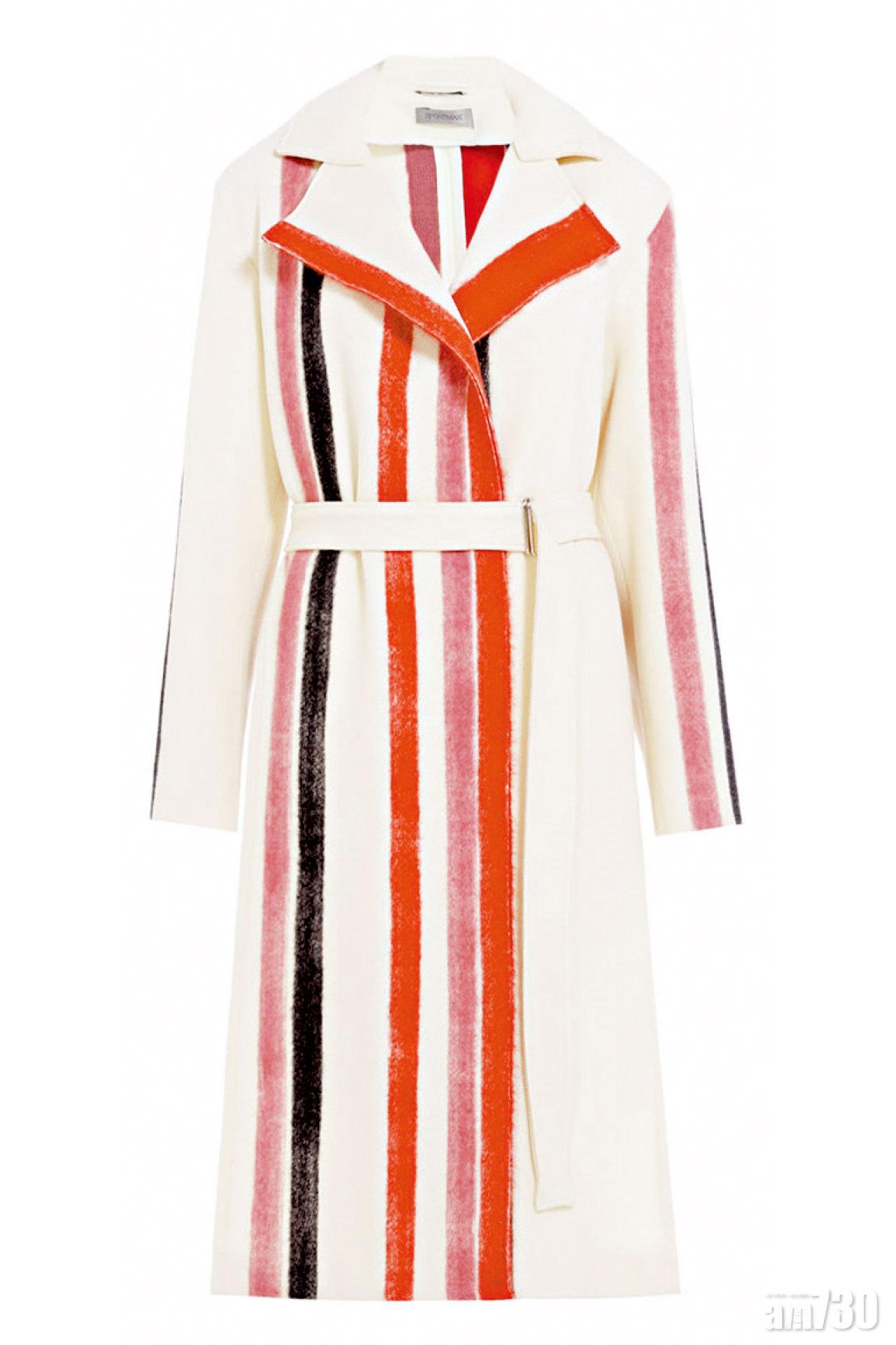 杏色紅黑條紋trench coat $29,080(D)