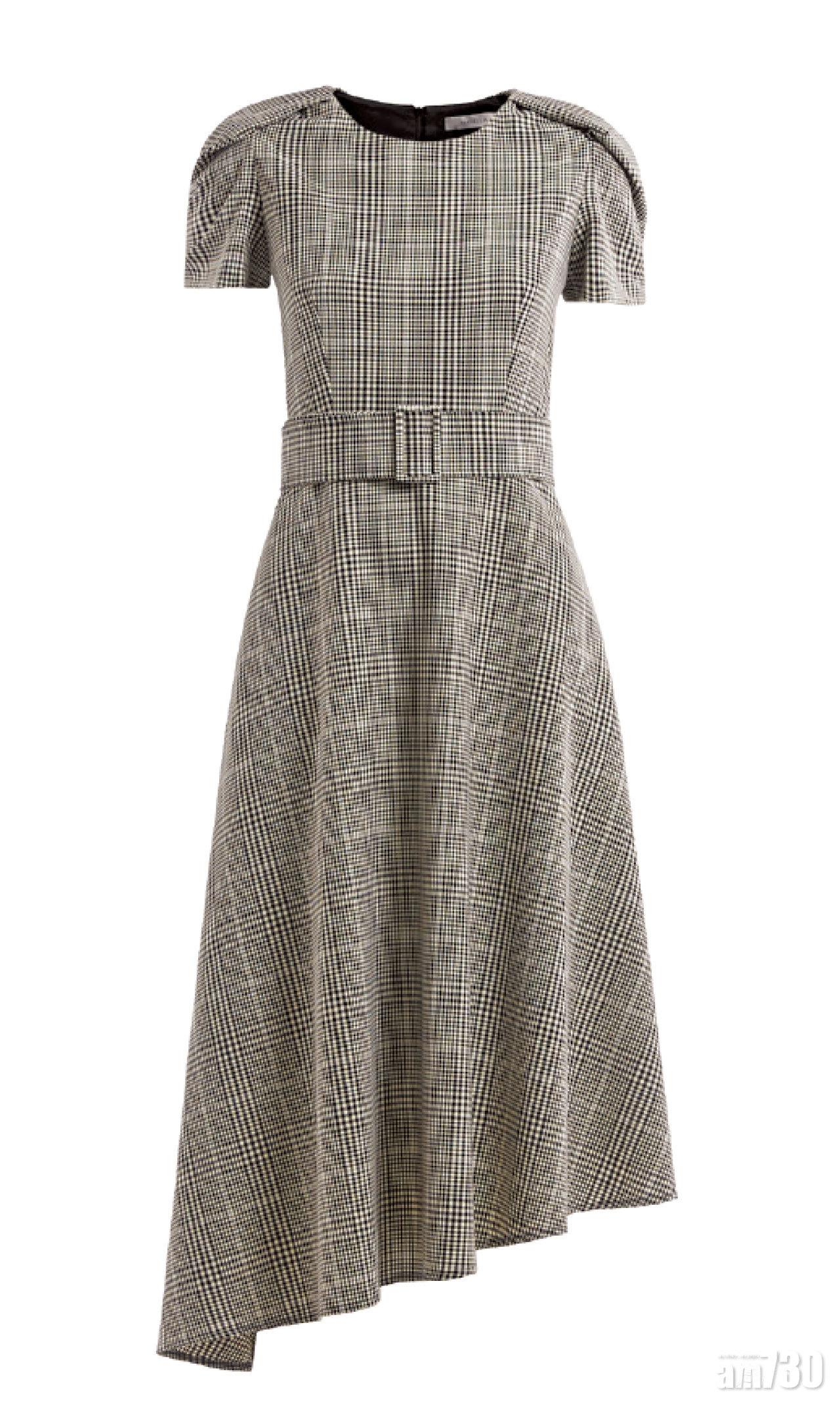 黑白格子不規則裙腳束腰dress $3,380(C)