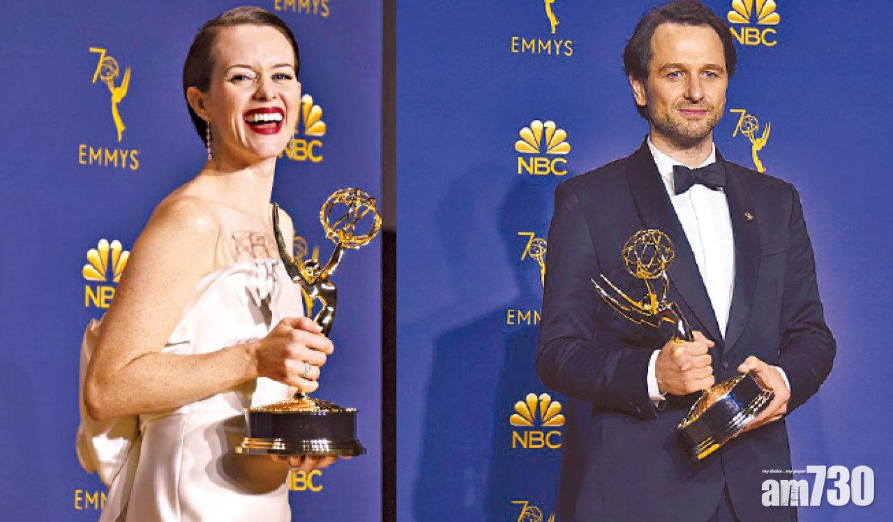 ■{左}Claire Foy獲封「視后」。
■{右}最佳戲劇類劇集男主角Matthew Rhys 。
