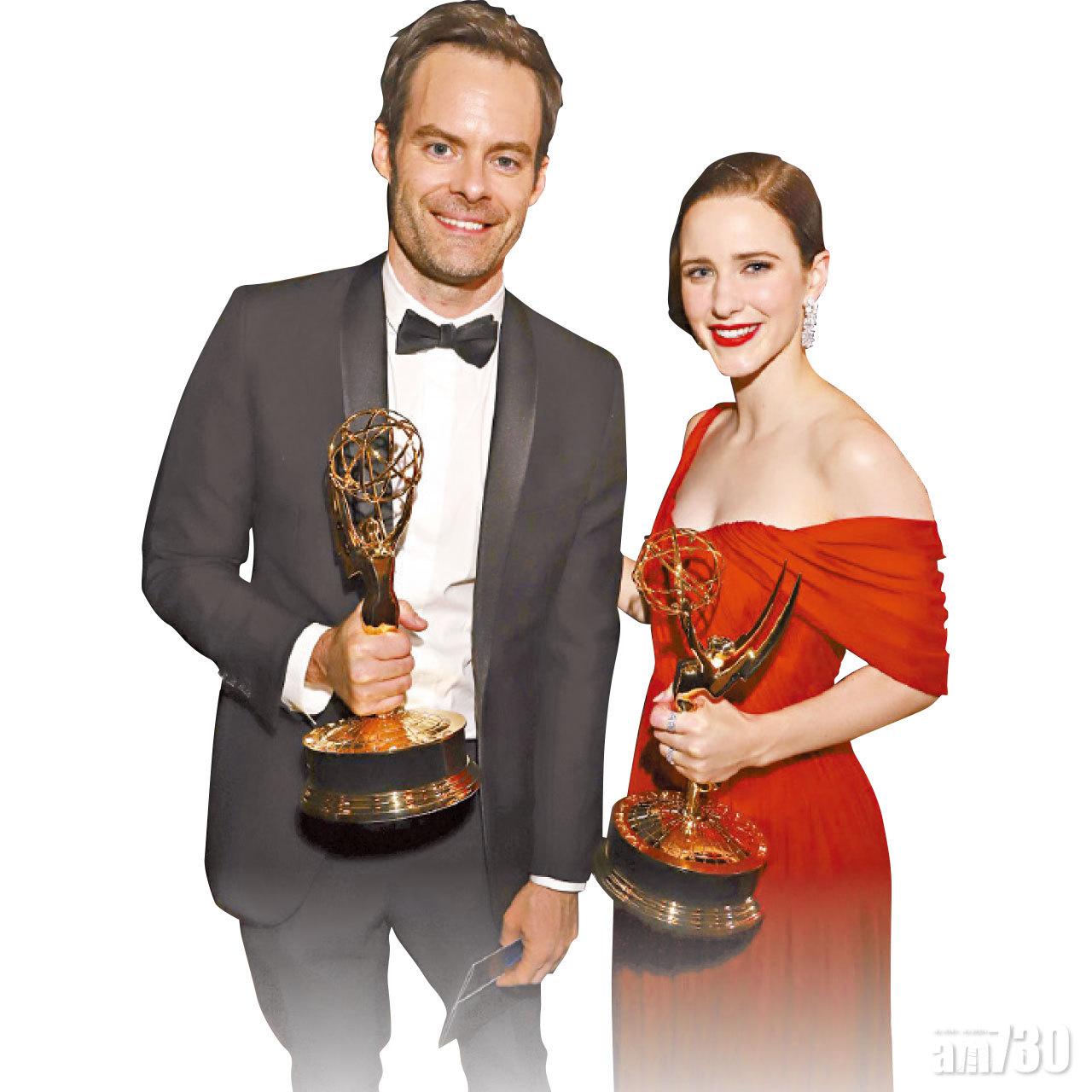 最佳喜劇類劇集男、女主角Bill Hader與Rachel Brosnahan。