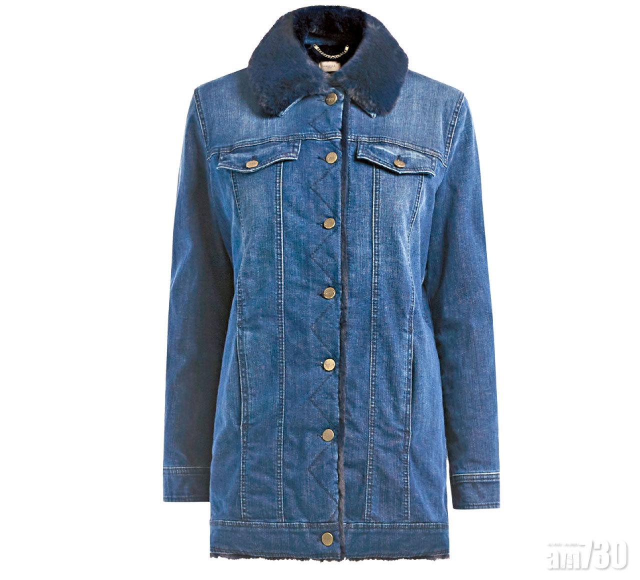藍色毛領washed denim coat $4,580(F)