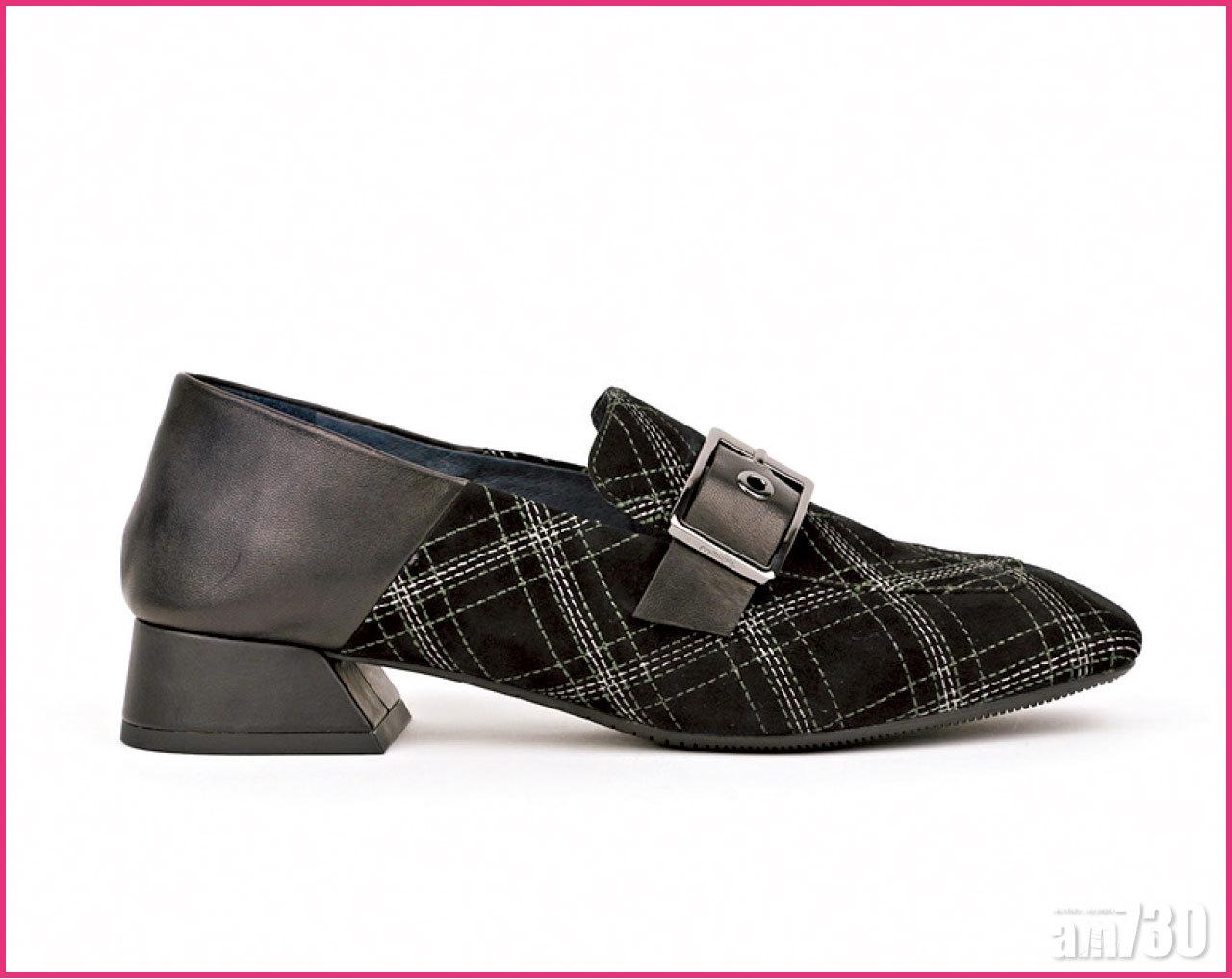 黑色格仔羊絨併軟牛皮loafer $1,399 (a)