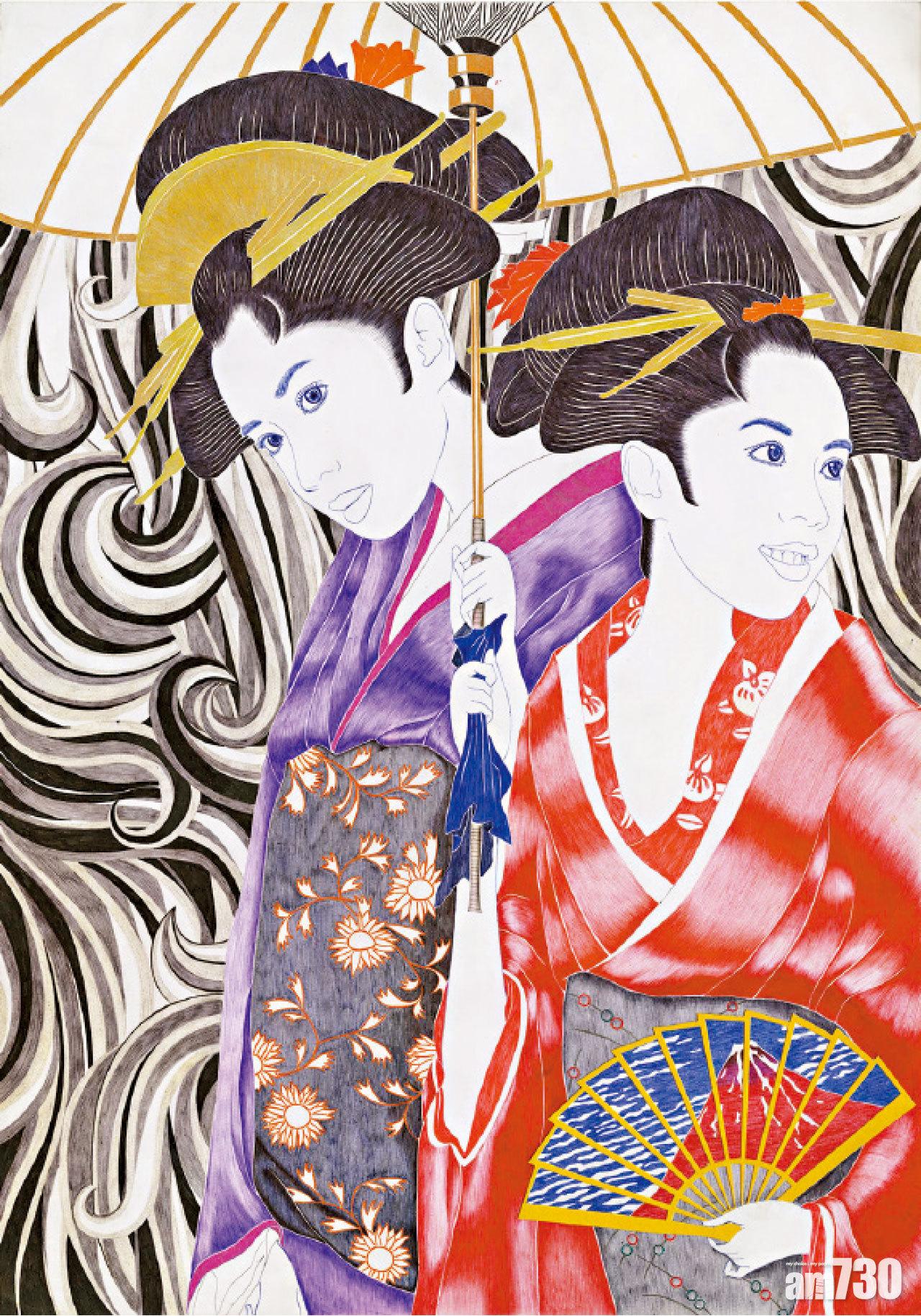冬 浮世 組圖四,原子筆畫本,2014,40x60cm