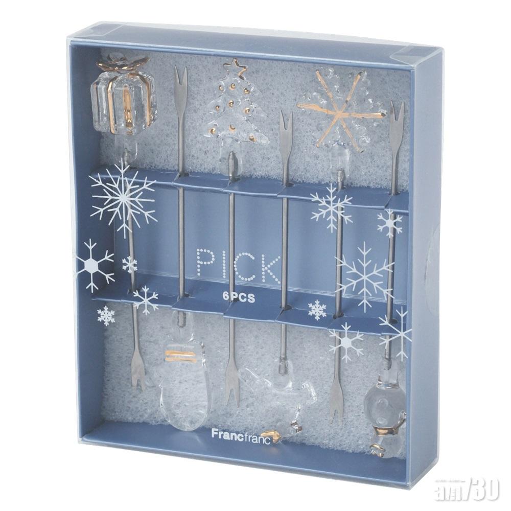 雪花、雪人及聖誕樹的芝士火鍋叉子,充滿節日氣氛。
Francfranc YULE Pick 6pcs Set $180