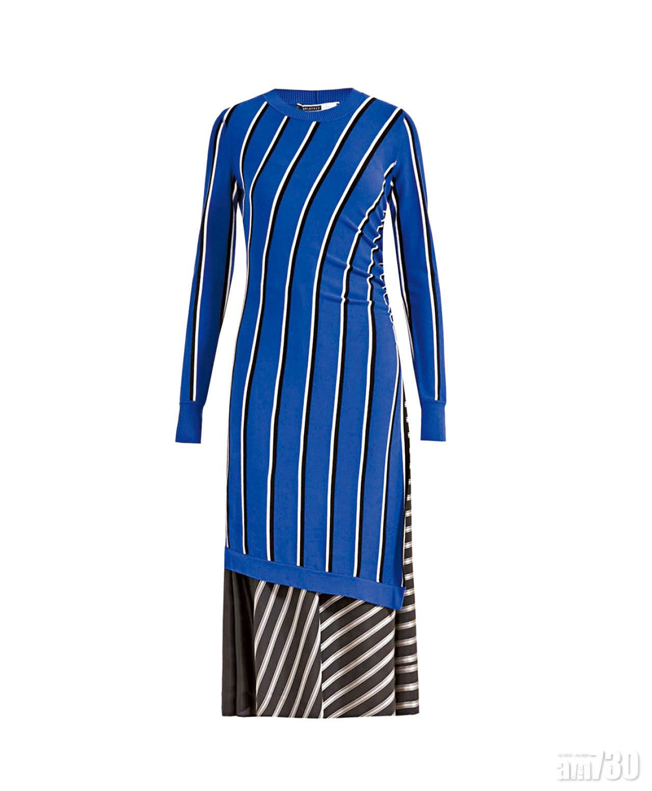 藍黑針織拼黑白條紋布dress $6,980(D)