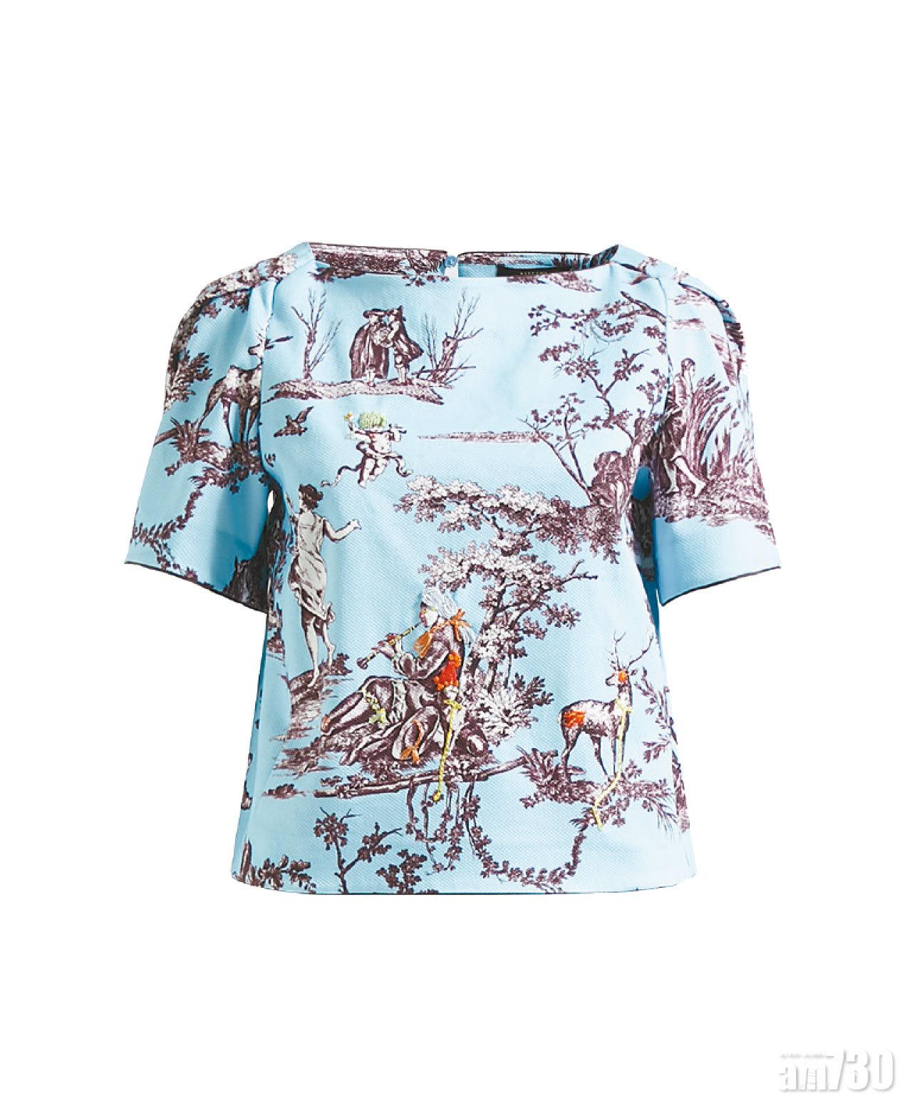 藍色牧童故事圖案top $4,880(F)