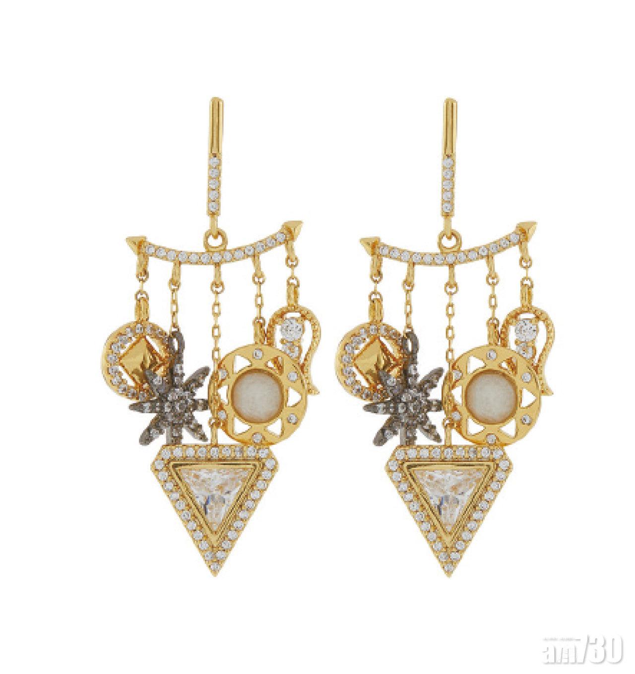 金色水晶閃石流蘇耳環 $620 (a)