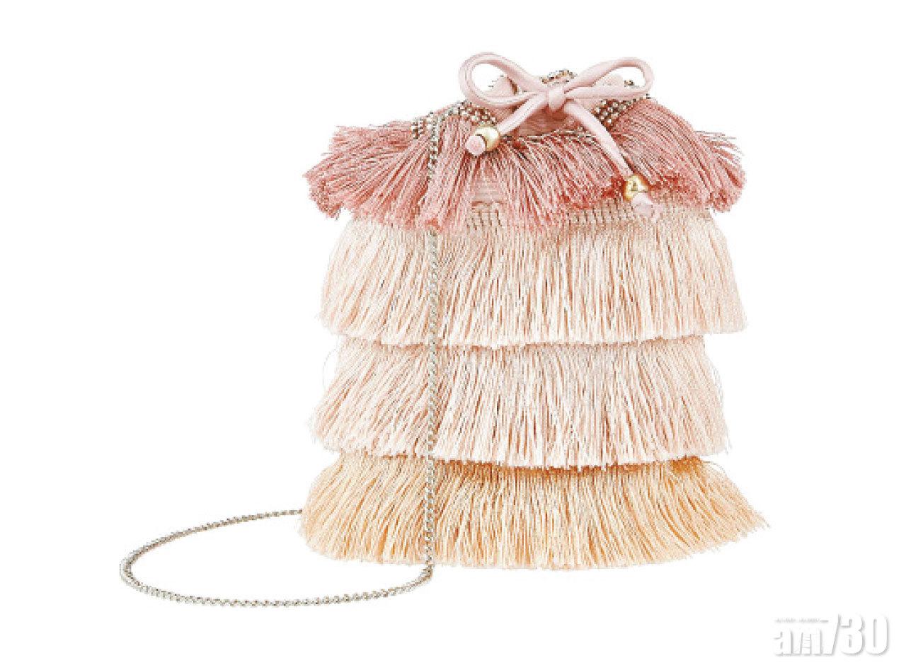 粉紅色流蘇閃石小手袋 $420 (a)