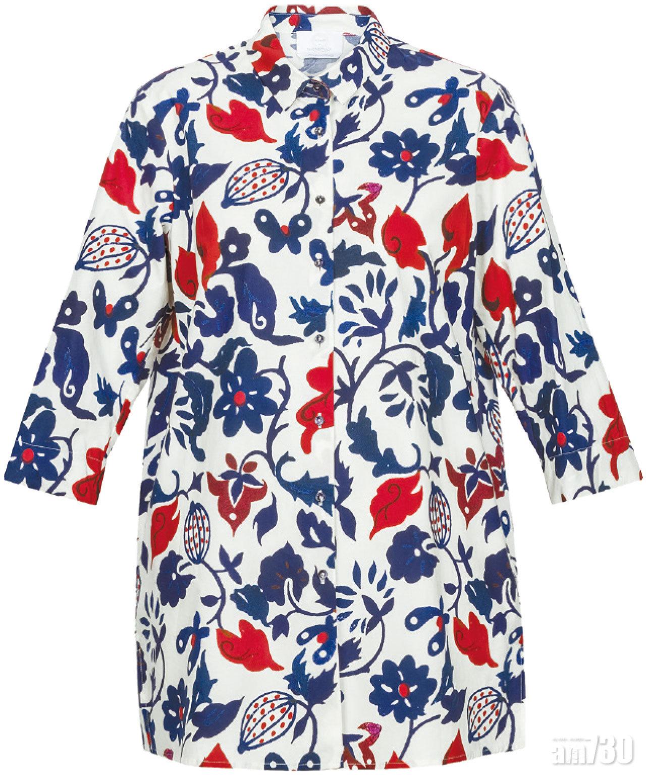 白藍紅色花卉圖案中袖shirt $3,380