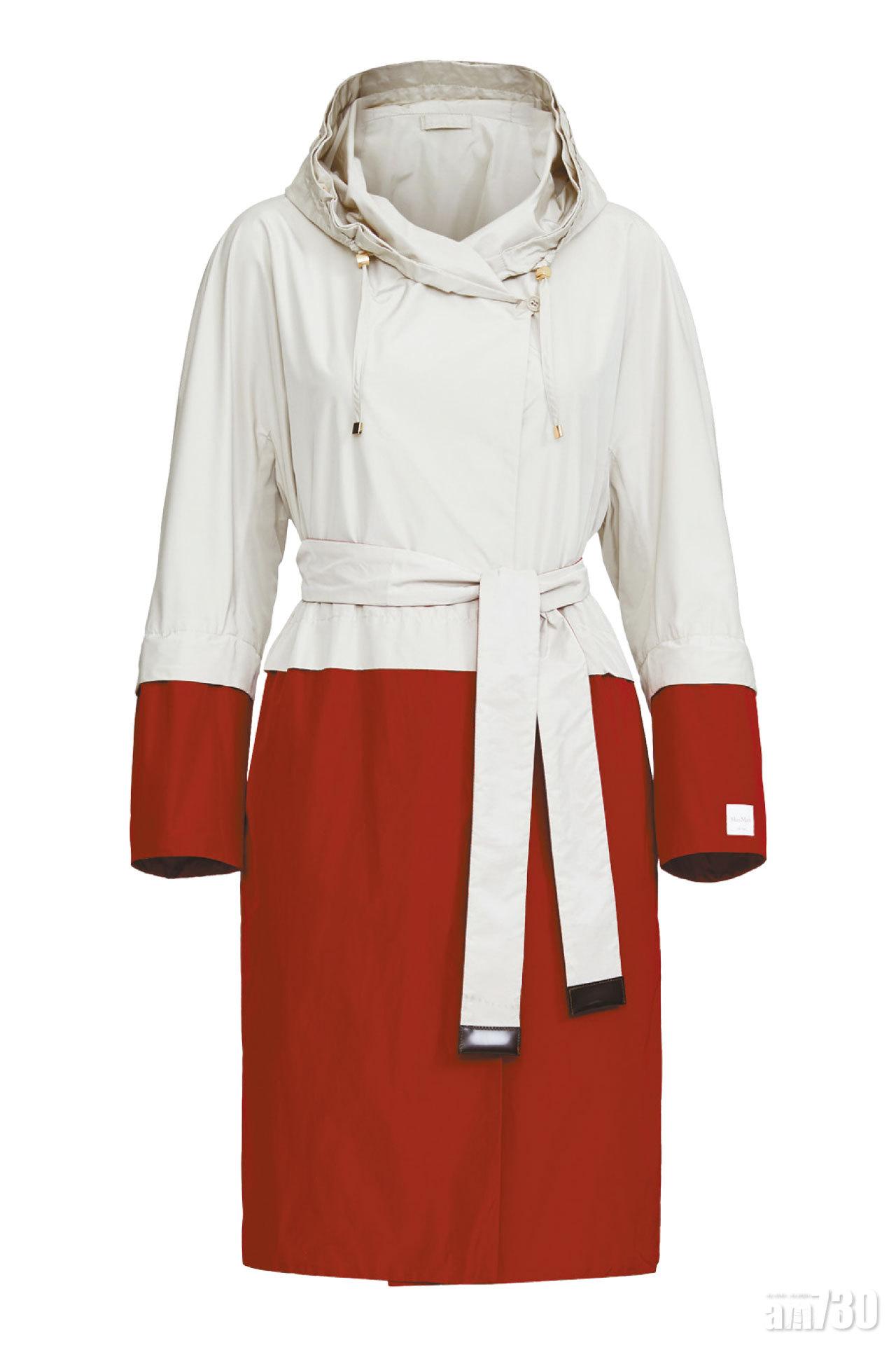 白紅色束腰two tone long coat $10,180(G)