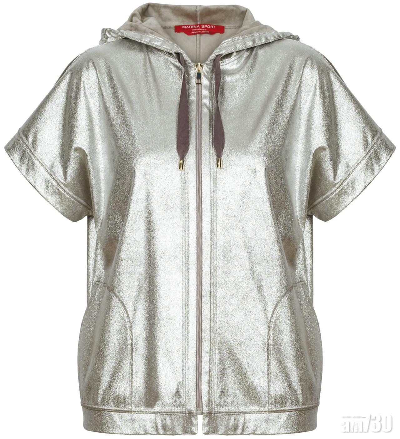 銀色短袖連帽zip up jacket $3,280(H)