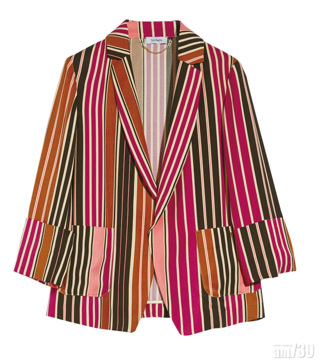 紅啡紫彩間條紋blazer $3,180(E)