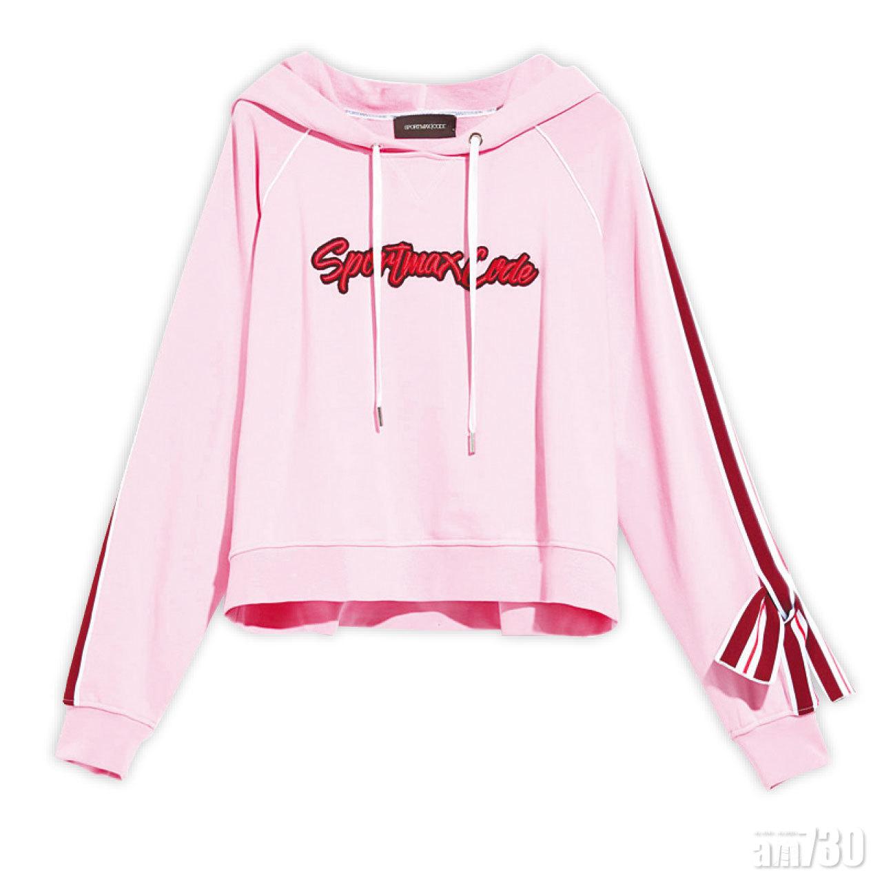 粉紅色綴絲帶logo hoodie $2,380(F)
