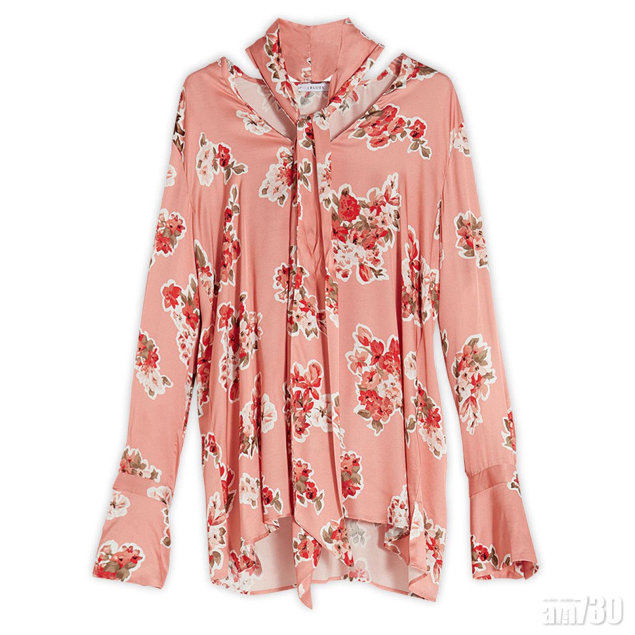 紅色lace up頸飾floral print top $2,580(A)