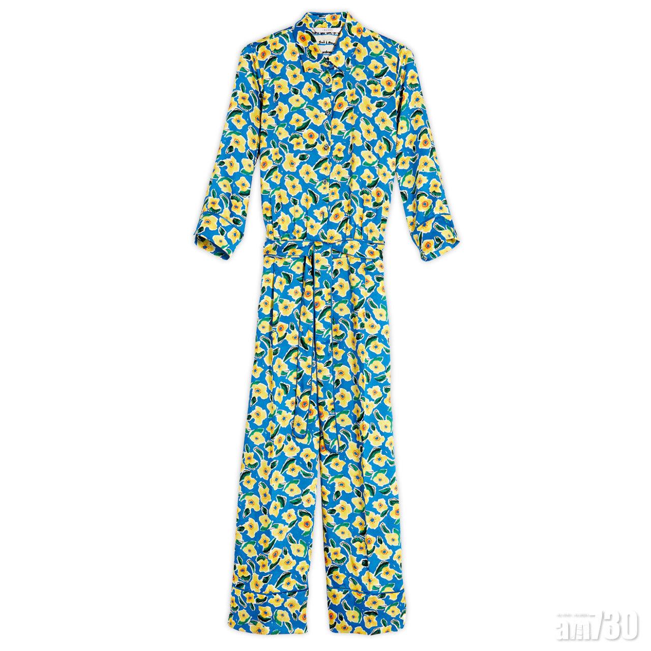 藍黃色floral print jumpsuit 未定價(A)