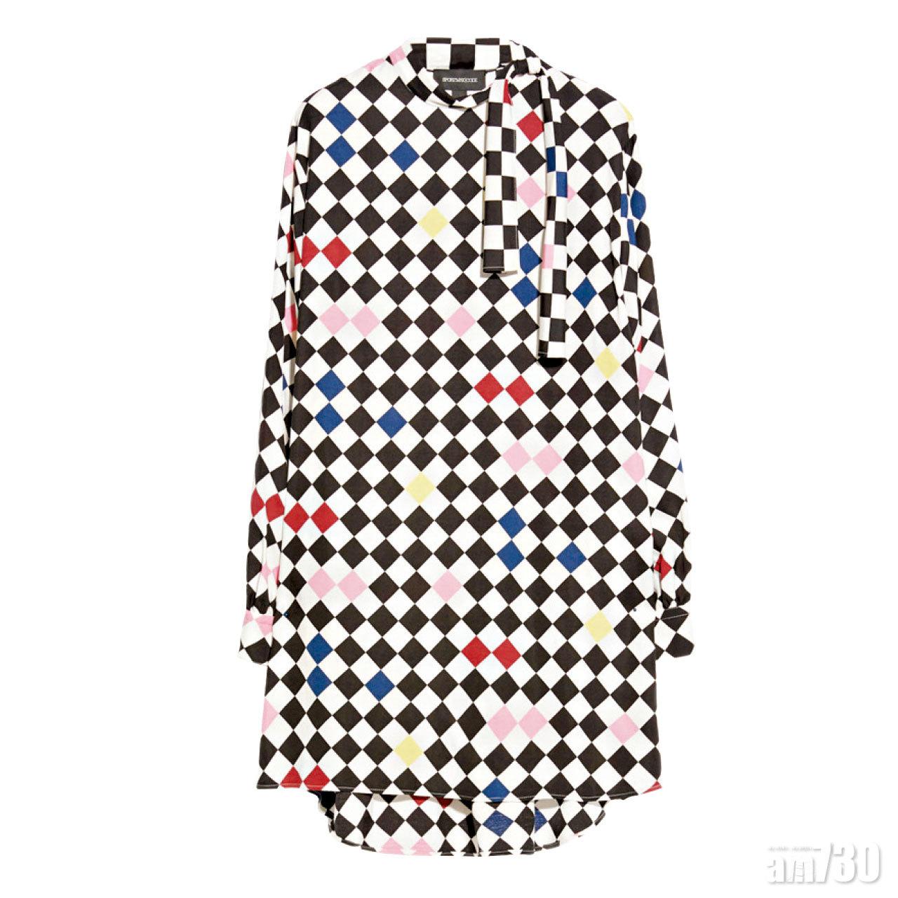 彩格lace up頸飾雪紡dress $3,580(F)