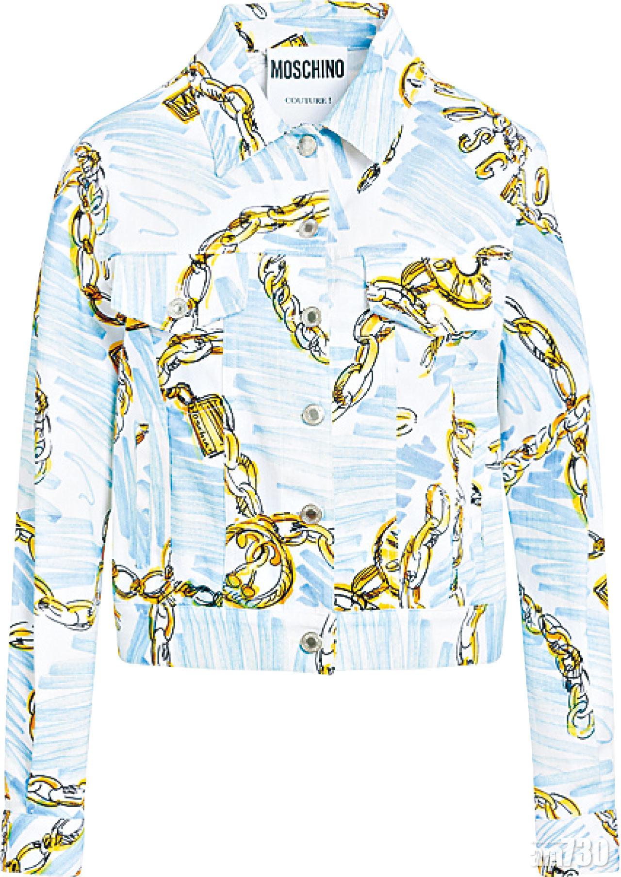 藍色塗鴉綴鏈花jacket $9,100(C)