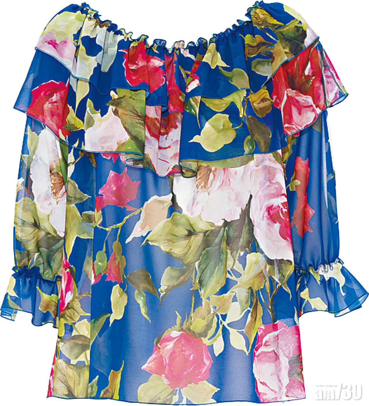 藍色floral print ruffles top by Blugirl $5,190 (B)