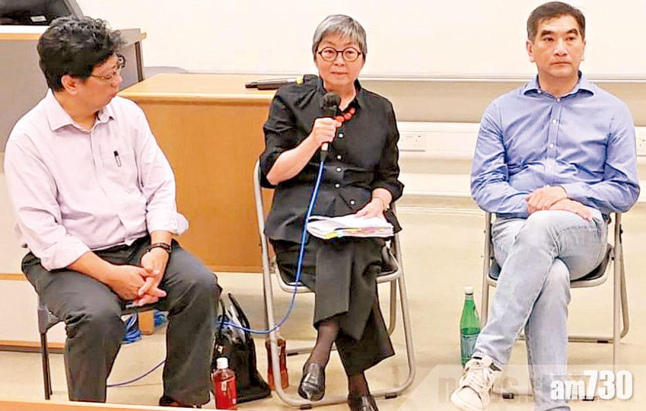 鍾國斌(右一)表示,商界尚未表態一定支持修例。(港台圖片)